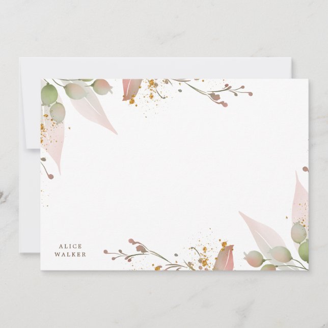 soft watercolor gold winter greenery card (Front)