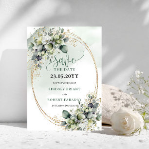 Soft Watercolor Greenery Wedding Save The Date