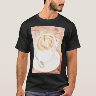 Soft Watercolor Latte Art Cup of Coffee T-Shirt