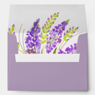 Soft Watercolor Lavender and Green Florals Envelope