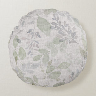 SOFT WATERCOLOR LEAF ROUND CUSHION