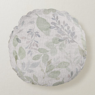 SOFT WATERCOLOR LEAF ROUND CUSHION