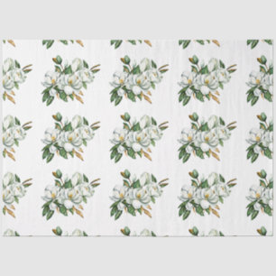 Soft Watercolor Magnolia Pattern Blue Tissue Paper