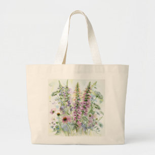 Soft Watercolor Meadow Floral Eco Large Tote Bag