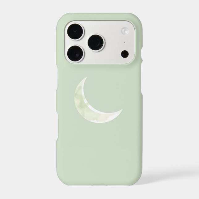 Soft Watercolor Moon Phase Phone Case - Muted Sage (Back)