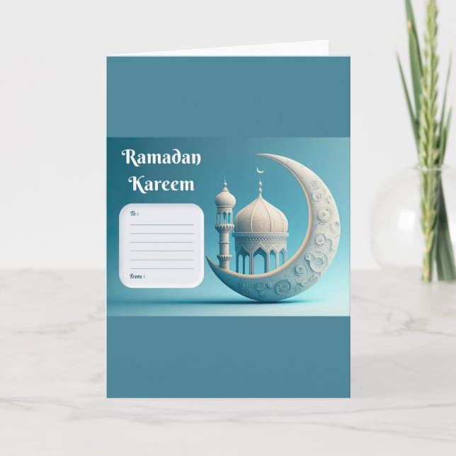 Soft Watercolor Mosque Ramadan Serenity Card (Front)