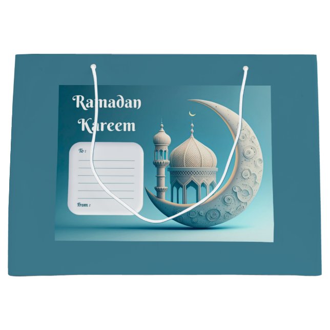 Soft Watercolor Mosque Ramadan Serenity Large Gift Bag (Front)