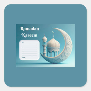 Soft Watercolor Mosque Ramadan Serenity Square Sticker
