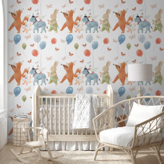 Soft Watercolor Nursery Decor Woodland Animals Wallpaper