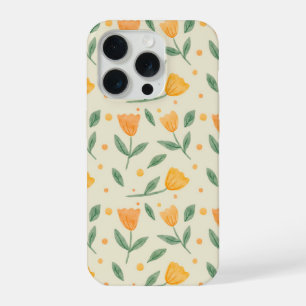 Soft Watercolor Orange Wildflower Seamless Pattern iPhone 15 Pro Case