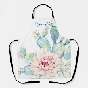 Soft Watercolor Pastel Blooming Cactus Apron