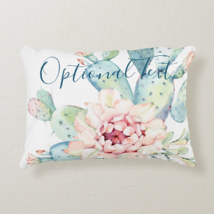 Soft Watercolor Pastel Blooming Cactus  Decorative Cushion