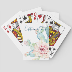 Soft Watercolor Pastel Blooming Cactus  Playing Cards