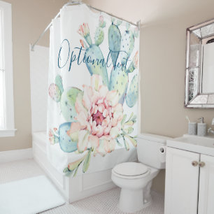 Soft Watercolor Pastel Blooming Cactus  Shower Curtain