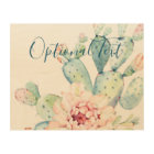 Soft Watercolor Pastel Blooming Cactus 