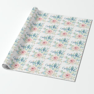 Soft Watercolor Pastel Blooming Cactus Wrapping Paper