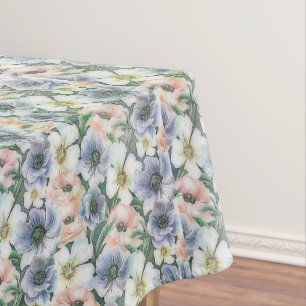 Soft watercolor pastel floral tablecloth