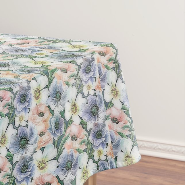 Soft watercolor pastel floral  tablecloth (In Situ)