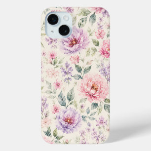 Soft Watercolor Peony Floral iPhone 15 Mini Case