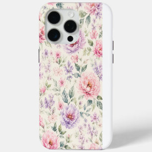 Soft Watercolor Peony Floral iPhone 15 Pro Max Case