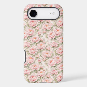 Soft Watercolor Peony Floral Seamless Pattern