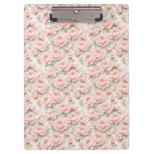 Soft Watercolor Peony Floral Seamless Pattern Clipboard