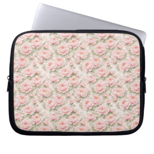 Soft Watercolor Peony Floral Seamless Pattern Laptop Sleeve