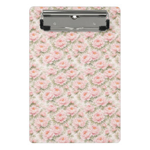 Soft Watercolor Peony Floral Seamless Pattern Mini Clipboard