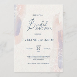 Soft watercolor pink blue powder bridal shower invitation