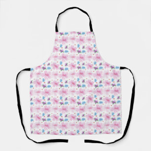 Soft Watercolor Pink Floral Pattern  Apron