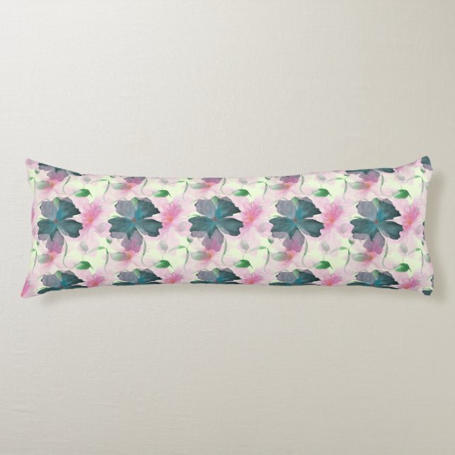 Soft Watercolor Pink Floral Pattern Body Cushion (Front)