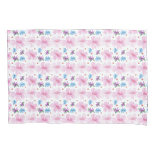 Soft Watercolor Pink Floral Pattern  Pillowcase
