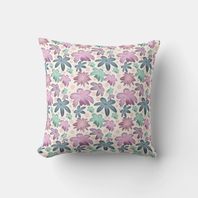 Soft Watercolor Pink Floral Pattern |  Wallpaper Cushion (Front)