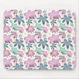 Soft Watercolor Pink Floral Pattern Wallpaper Mouse Mat