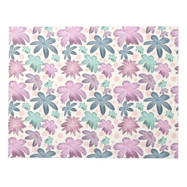 Soft Watercolor Pink Floral Pattern |  Wallpaper Notepad (Front)