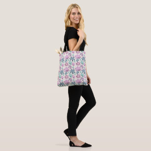 Soft Watercolor Pink Floral Pattern Wallpaper Tote Bag