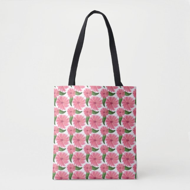 Soft Watercolor Pink Floral Pattern |  Wallpaper Tote Bag (Front)