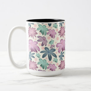 Soft Watercolor Pink Floral Pattern    Wallpaper Two-Tone Coffee Mug