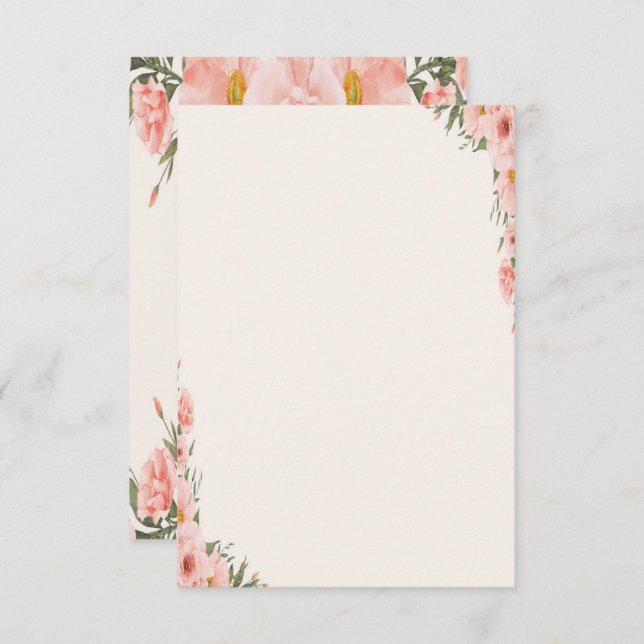 Soft watercolor pink flower card (Front/Back)