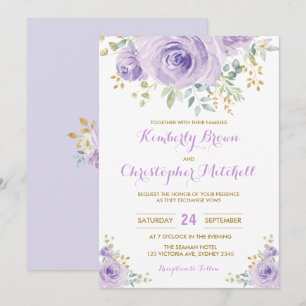 Soft Watercolor Purple Lilac Floral Wedding Party Invitation