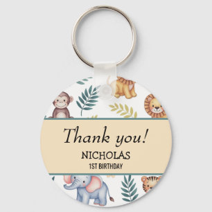 Soft Watercolor Safari Jungle Animals Tropical Art Key Ring