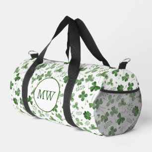 Soft Watercolor Shamrock Pattern Duffle Bag