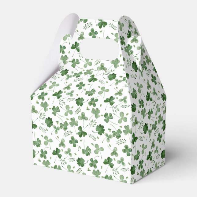 Soft Watercolor Shamrock Pattern Favour Box (Front Side)