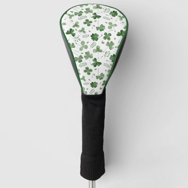 Soft Watercolor Shamrock Pattern Golf Head Cover (Front)