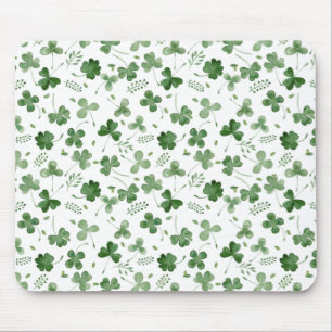 Soft Watercolor Shamrock Pattern Mouse Mat