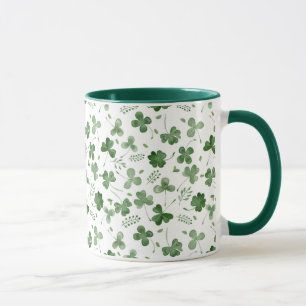 Soft Watercolor Shamrock Pattern Mug