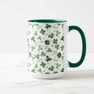 Soft Watercolor Shamrock Pattern Mug