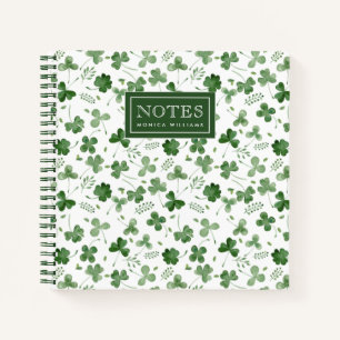 Soft Watercolor Shamrock Pattern Notebook
