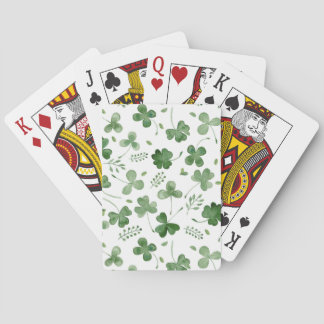 Soft Watercolor Shamrock Pattern Playing Cards