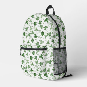 Soft Watercolor Shamrock Pattern Printed Backpack